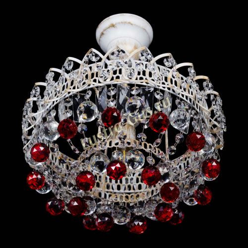 Люстра Астра шар №1 Красная белая в Симферополе Гусь Хрустальный
