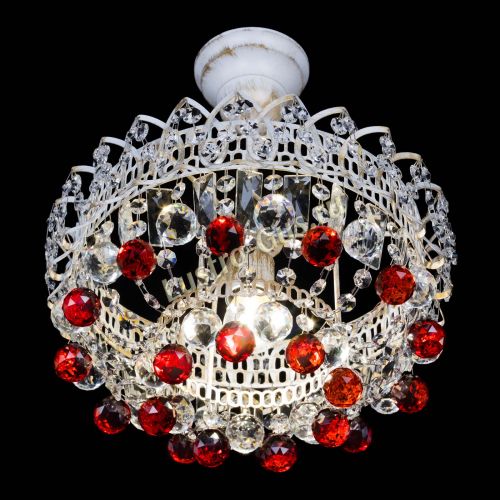 Люстра Астра шар №1 Красная белая в Симферополе Гусь Хрустальный