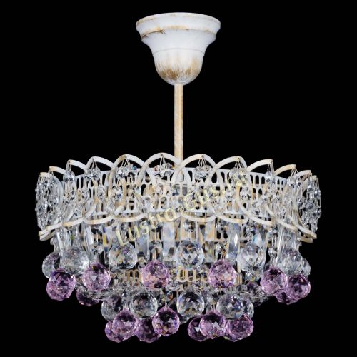 Люстра Астра шар №1 Розовая белая в Симферополе Гусь Хрустальный
