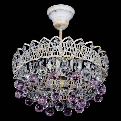 Люстра Астра шар №1 Розовая белая в Симферополе Гусь Хрустальный