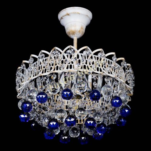 Люстра Астра шар №1 Синяя белая в Симферополе Гусь Хрустальный