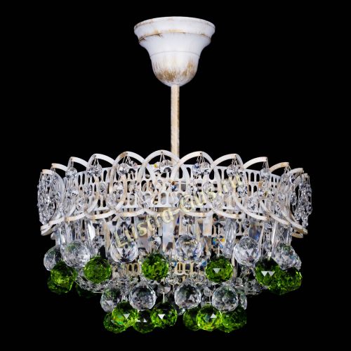 Люстра Астра шар №1 Зеленая белая в Симферополе Гусь Хрустальный