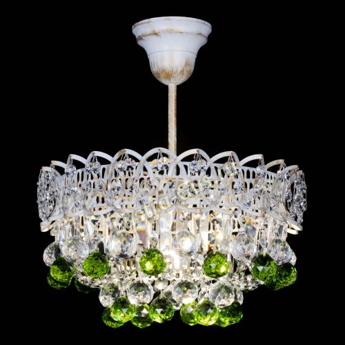 Люстра Астра шар №1 Зеленая белая в Симферополе Гусь Хрустальный