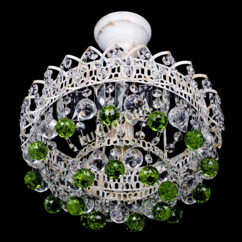 Люстра Астра шар №1 Зеленая белая в Симферополе Гусь Хрустальный