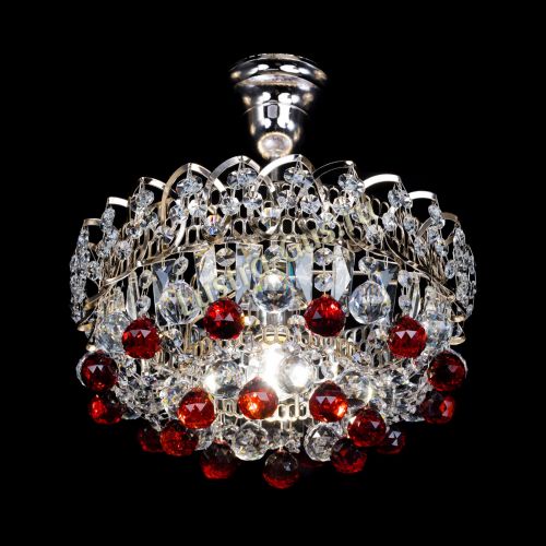 Люстра Астра шар красная 1 лампа в Симферополе Гусь Хрустальный