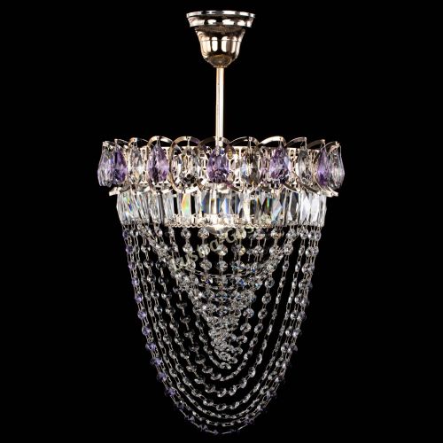 Люстра Астра Водоворот с подвесом №1 фиолетовая в Симферополе Гусь Хрустальный