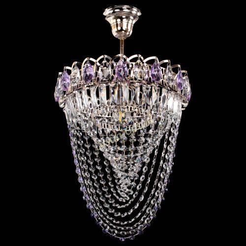 Люстра Астра Водоворот с подвесом №1 фиолетовая в Симферополе Гусь Хрустальный