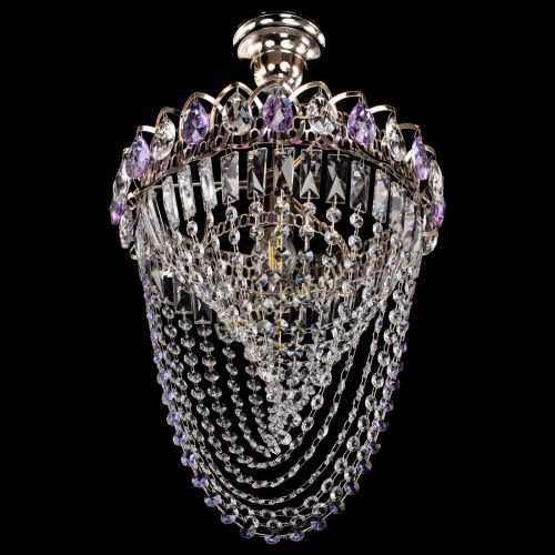 Люстра Астра Водоворот с подвесом №1 фиолетовая в Симферополе Гусь Хрустальный