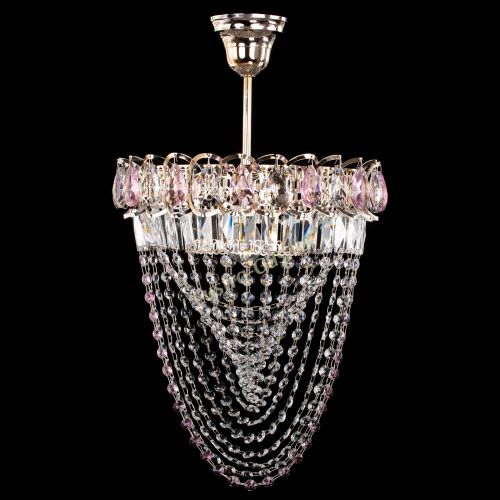 Люстра Астра Водоворот с подвесом №1 розовая в Симферополе Гусь Хрустальный
