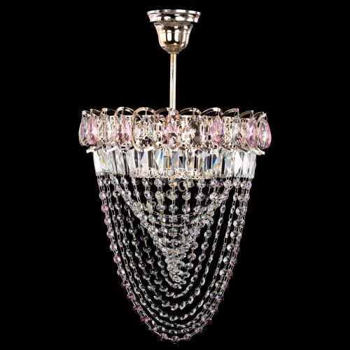 Люстра Астра Водоворот с подвесом №1 розовая в Симферополе Гусь Хрустальный