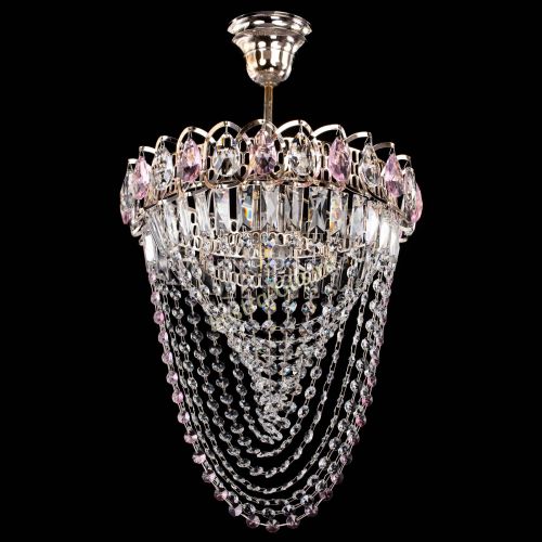 Люстра Астра Водоворот с подвесом №1 розовая в Симферополе Гусь Хрустальный