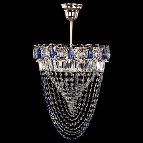 Люстра Астра Водоворот с подвесом №1 синяя в Симферополе Гусь Хрустальный