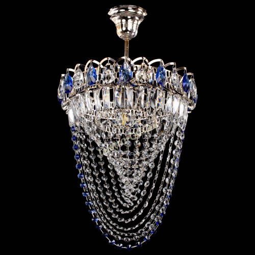 Люстра Астра Водоворот с подвесом №1 синяя в Симферополе Гусь Хрустальный