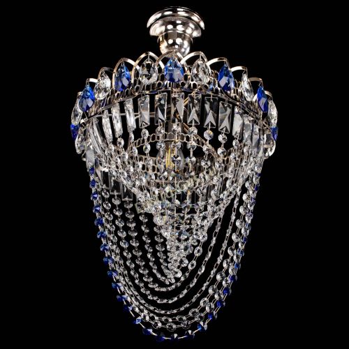 Люстра Астра Водоворот с подвесом №1 синяя в Симферополе Гусь Хрустальный