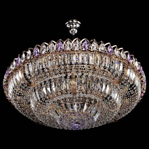 Люстра Двойное кольцо пластинка с подвесом Фиолетовая в Симферополе Гусь Хрустальный