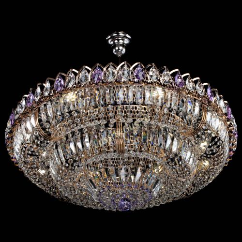 Люстра Двойное кольцо пластинка с подвесом Фиолетовая в Симферополе Гусь Хрустальный