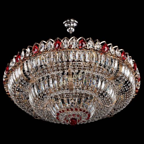 Люстра Двойное кольцо пластинка с подвесом Красная в Симферополе Гусь Хрустальный