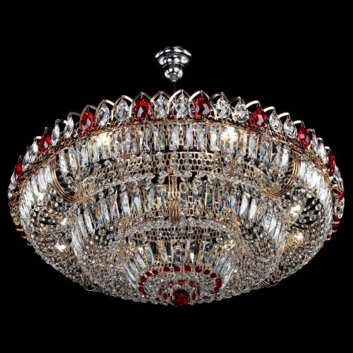 Люстра Двойное кольцо пластинка с подвесом Красная в Симферополе Гусь Хрустальный