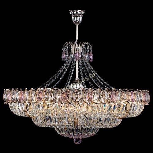 Люстра Двойное кольцо пластинка с подвесом Розовая в Симферополе Гусь Хрустальный