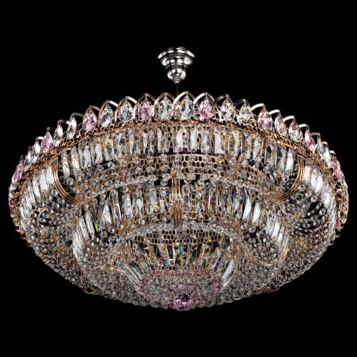 Люстра Двойное кольцо пластинка с подвесом Розовая в Симферополе Гусь Хрустальный