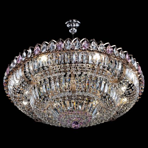 Люстра Двойное кольцо пластинка с подвесом Розовая в Симферополе Гусь Хрустальный