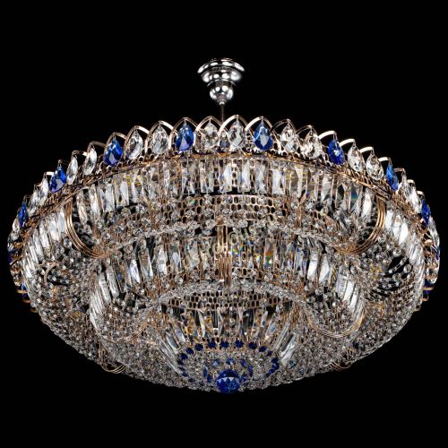 Люстра Двойное кольцо пластинка с подвесом Синяя в Симферополе Гусь Хрустальный