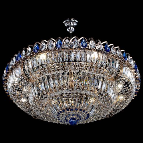 Люстра Двойное кольцо пластинка с подвесом Синяя в Симферополе Гусь Хрустальный