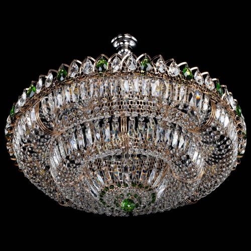 Люстра Двойное кольцо пластинка с подвесом Зеленая в Симферополе Гусь Хрустальный