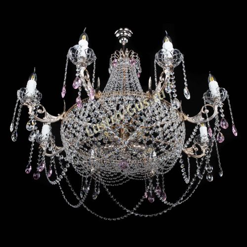 Люстра Елизавета №13 розовая в Симферополе Гусь Хрустальный