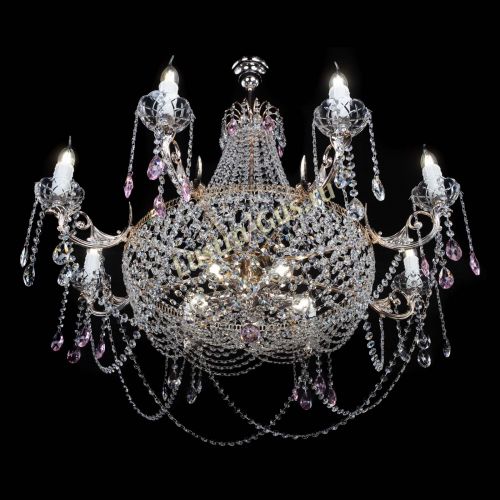 Люстра Елизавета №13 розовая в Симферополе Гусь Хрустальный