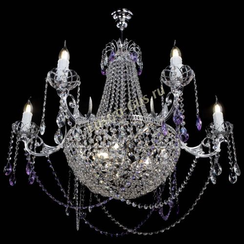 Люстра Елизавета малая №9 фиолетовая в Симферополе Гусь Хрустальный