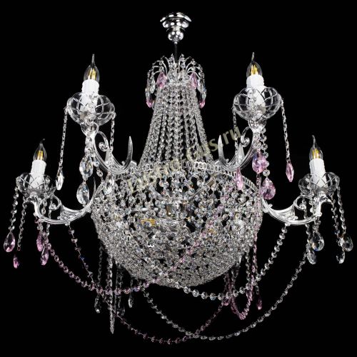 Люстра Елизавета малая №9 розовая в Симферополе Гусь Хрустальный