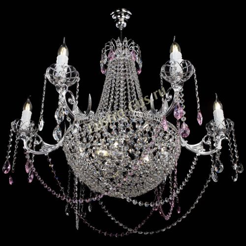 Люстра Елизавета малая №9 розовая в Симферополе Гусь Хрустальный