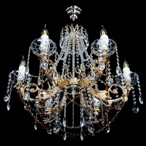 Люстра Елизавета малая Чайная (рожки - металл) в Симферополе Гусь Хрустальный