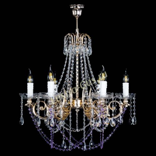 Люстра Елизавета малая Фиолетовая (рожки - металл) в Симферополе Гусь Хрустальный