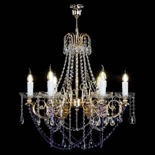 Люстра Елизавета малая Фиолетовая (рожки - металл) в Симферополе Гусь Хрустальный