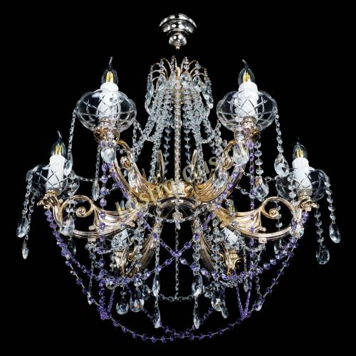Люстра Елизавета малая Фиолетовая (рожки - металл) в Симферополе Гусь Хрустальный