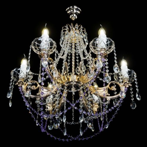 Люстра Елизавета малая Фиолетовая (рожки - металл) в Симферополе Гусь Хрустальный