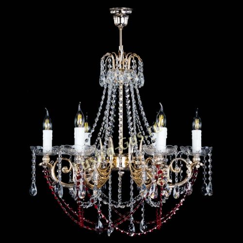 Люстра Елизавета малая Красная (рожки - металл) в Симферополе Гусь Хрустальный