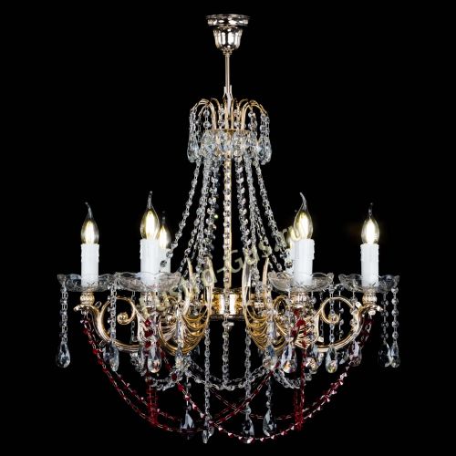 Люстра Елизавета малая Красная (рожки - металл) в Симферополе Гусь Хрустальный