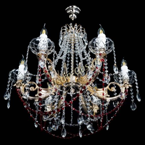 Люстра Елизавета малая Красная (рожки - металл) в Симферополе Гусь Хрустальный