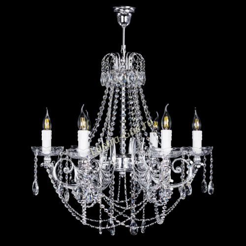 Люстра Елизавета малая в серебре (рожки - металл) в Симферополе Гусь Хрустальный