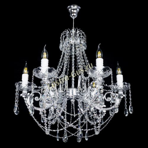 Люстра Елизавета малая в серебре (рожки - металл) в Симферополе Гусь Хрустальный