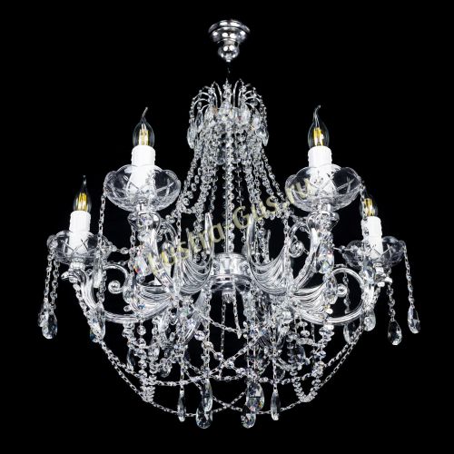 Люстра Елизавета малая в серебре (рожки - металл) в Симферополе Гусь Хрустальный