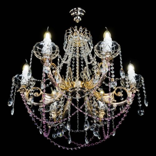 Люстра Елизавета малая Розовая (рожки - металл) в Симферополе Гусь Хрустальный