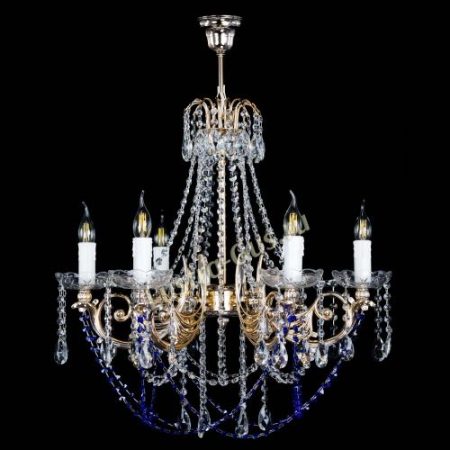 Люстра Елизавета малая Синяя (рожки - металл) в Симферополе Гусь Хрустальный