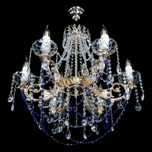 Люстра Елизавета малая Синяя (рожки - металл) в Симферополе Гусь Хрустальный
