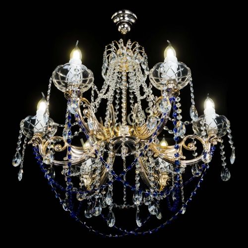 Люстра Елизавета малая Синяя (рожки - металл) в Симферополе Гусь Хрустальный