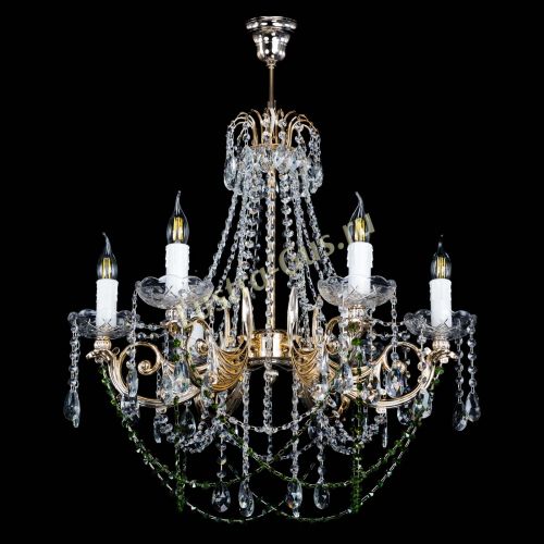 Люстра Елизавета малая Зеленая (рожки - металл) в Симферополе Гусь Хрустальный