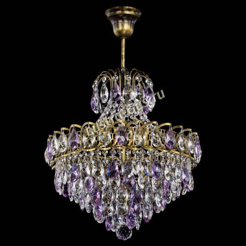 Люстра Грация с подвесом под бронзу Фиолетовая в Симферополе Гусь Хрустальный